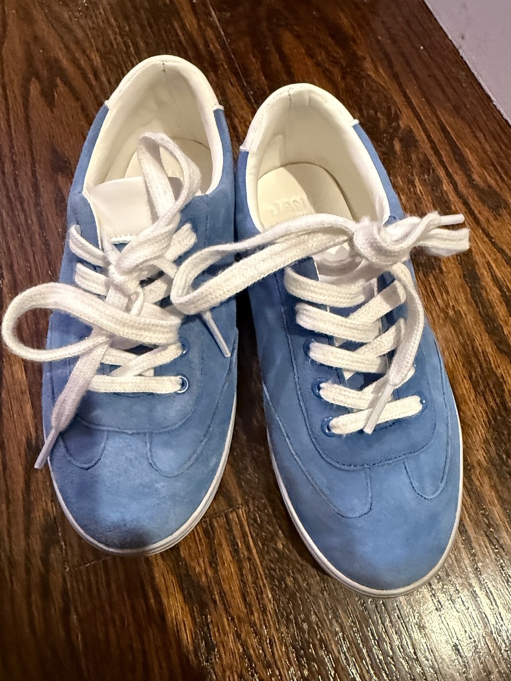 Janie and Jack Blue Suede Lace-Up Kids Sneakers with White Laces